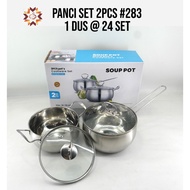 [LW] Panci Set Calypso/ Panci Set 2 pcs 16CM 18CM/  Panci Tutup Kaca Stainless Steel/ Panci Multifun