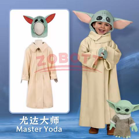 Alien Cosplay Yoda Baby Hat Costumes Halloween Mandalorian Robe Cloak Clothing Boys Girls Cute Disgu