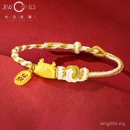 Hand Rope Lucky Gold Medal Hard Gold Gold Exhibition 3D Zodiac 999 Lucky Dragon Pure Gold Bracelet D