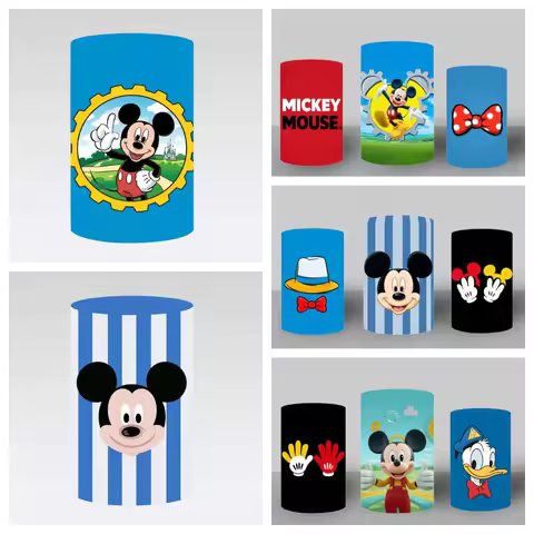 Mickey Mouse Cylinder Cover 1st Boys Birthday Backdrop Disney Mickey Mouse Cylinder Cover Party Deco