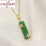 Pawnable 18K Gold Natural Hetian Jade Bamboo Pendant Necklace For Women