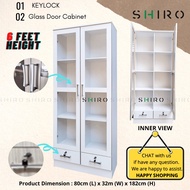 SHIRO 2 Door 2 Drawer Display Cabinet Rak Buku Berpintu Almari Kaca 2 Pintu Locker Display Cabinet White Wenge Oak 玻璃橱柜