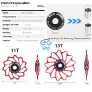 Ow42 Um57 WEST BIKING 070 Pulley Ceramic 11T 13T Ceramic Rear Derailleur RD 7075 Aluminum Alloy YP08