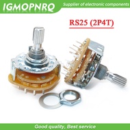 2PCS RS25 Band switch 2P4T Mount Rotary Switch Selector Band 2 Pole 4 Position Knob Switch Band Swit