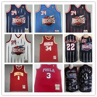 Embroidered Basketball jersey Rockets Olajuwon McGrady 76ers Iverson Retro version Jersey Vest