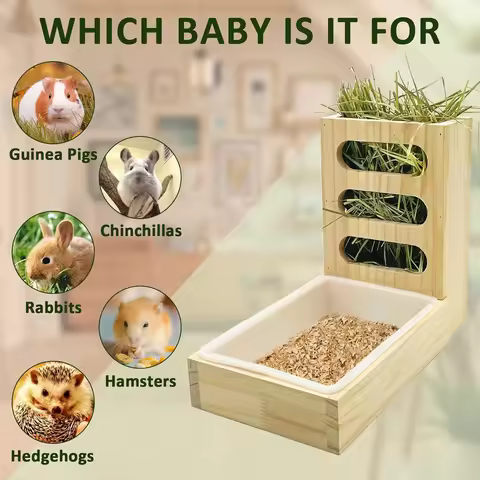 Rabbit Hay Feeder with Litter Box Hay Rack Feeder Small Animal Hay Holder for Hamster Bunny Small An