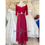 MAROON COLOR GOWN LADIES FORMAL WEAR MOTHER NINANG WEDDING ATTIRE