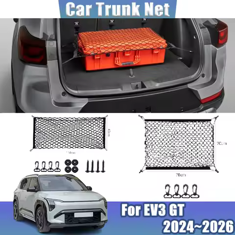 For Kia EV3 GT Line 2024~2026 Automobile Back Trunk Nets Black Mesh Nylon Trunk Super Elastic Storag