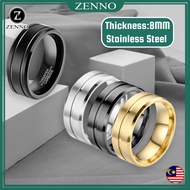 Zenno 8MM Black Ring Stainless Steel Men Fashion Titanium Metal Emas Jewelry Simple Plain Men Woman Cincin 生戒指女生戒指