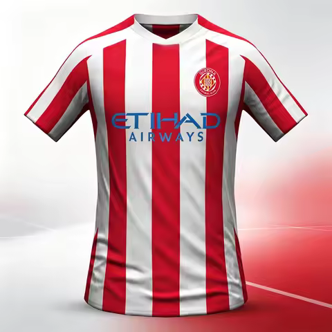 Summer Girona Football Jersey Y2K Red Striped Oversized Tee Family Matching Outfit for Sports Street