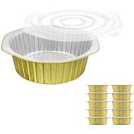 7.7 Inch (about 19.1cm) Aluminum Foil Frying Pan, with Handle and Snap Lid, 10 Pieces Pack | 2 Times