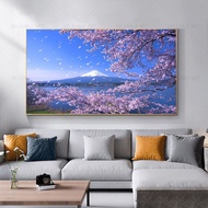 Seni Dinding Musim Bunga Jepun: Gunung Fuji Lukisan Kanvas Bunga Sakura Landskap Bunga Poster untuk 