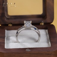 Classic Blues Geometric s925 Sterling Silver Moissanite Ring 2 Carat Rhine Contract Hao Set Square R