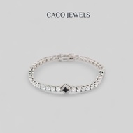 CACO 925 Silver Black Clover Bracelet with Premium Diamond Zirconia "Sirius" (1 Piece)