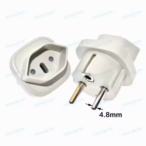 European Plug Adapter, Italy/Brazil/ Swiss ,in to EU (Type E/F), Grounded 3 Prong Germany Wall Plug,