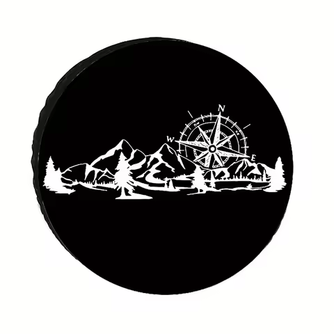 Sunset Compass Pattern Tire Cover, 28/30/32/34-inch Stylish Tire Covers And Spare Tire Covers, Multi