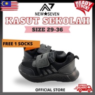 [New Seven] Kasut Sekolah Hitam Original–Lekat /Unisex Budak Lelaki &Perempuan/School Shoes NEW7-60