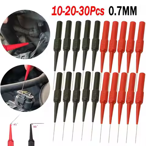 30-10Pcs Insulation Piercing Needle Multimeter Test Probes 0.7mm Non-destructive To Banana Plug Test