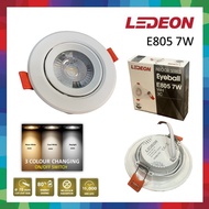 LEDEON 3 Colour 7W Led Eyeball Recessed Downlight Round Changing 6500K 4000K 3000K / ceiling Spot Light Lampu siling