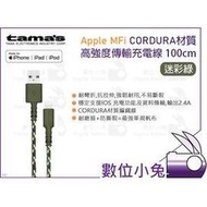 數位小兔【tama Apple MFI CORDURA 高強度充電傳輸線 1M 迷彩藍】iphone線 數據線 ios 充電線 Lightning