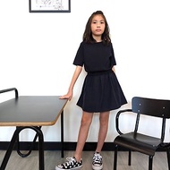 TiDi × ViF 大女童黑色針織拼接洋裝/長版上衣 兩種尺寸