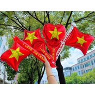[Express] Set of 5 Handheld Red Flag Balls with Yellow Stars, Red Flag Balls with Yellow Stars, Fest