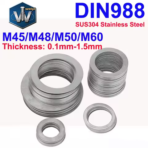 Weiyi M45 M48 M50 M60 DIN988 SUS304 Stainless Steel Adjusting Shim Washers Ultra-thin Plain Washer F