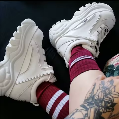 Brand Designer Women Platform Casual Buffalo Sneakers Low-top Light 6cm Sole Breathable Shoes Outdoo