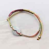 冰糯種雞翡翠平安扣編織手鍊 | 天然緬甸玉翡翠A貨 | 送禮