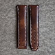 深棕色博物館小牛皮錶帶，適用於 Omega 摺疊錶扣