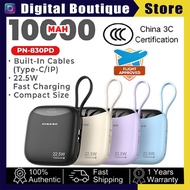 (3C Certified) Pineng PN-830PD Mini Portable 10000mAh Powebank 22.5W fast charging Built in Cable LE