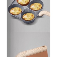 Four Hole Egg Burger Pan Non-Stick Pan Magic Egg Burger Pan Breakfast Pan Meat Egg Frying Pan