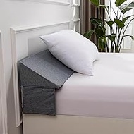 Btargot Queen Size Light Grey Bed Wedge Headboard Pillow Mattress Gap Filler Triangle Memory Foam Pillow, Sleep Body Positioner Lumbar Backrest Reading Bolster Pillow