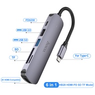 Hoco HB28 อแดปเตอร์ 6in1 HUB Type-C เป็น HDTV+ USB3.0 + USB2.0 + SD + TF + PD อุปกรณ์เชื่อมต่อทีวี