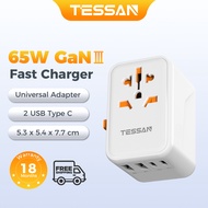 TESSAN 65W Fast Charge Universal Travel Adapter With USB Type-C Travel Adapter Fast Charging Adaptor