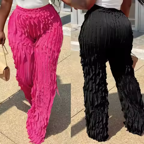 Plus Size Ice Silk Pleated Casual Women's Pants Large Size 1XL-5XL Comfortable Loose Fit Trousers fo
