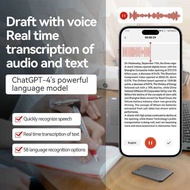8-128GB AI ChatGPT-4 Intelligent Recorder Audio App Phone Call Record Transcribe Summarize Vo to Tex