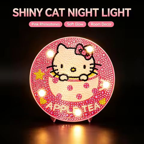 DIY Diamond Painting Hello Kitty Rabbit Cartoon Series Handmade Night Light Creative Gift for Girls 