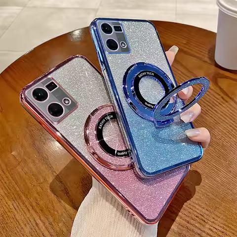 Luxury Plating Bling Glitter Ring Holder Phone Case For OPPO Reno 10 8 7 6 5 4 2 Z Lite 7Z 8Z 8T 5G 