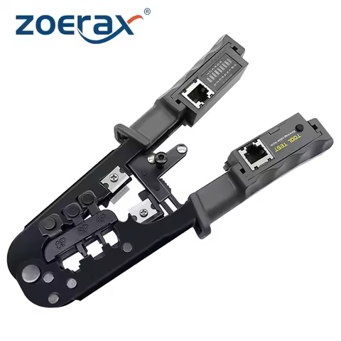 RJ45 RJ11 RJ12 Multi-Function Crimping Testing Tool for 8P/6P/4P Network Wire Strip/Cut/Crimp/Test (