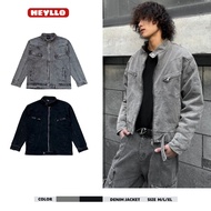 Jacket Jeans Denim Jacket Unisex Form Oversize Zip Lock 2 Colors.