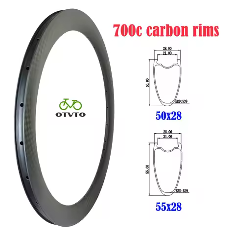 700c Carbon Rim 50mm 55mm 28mm Clincher Tubeless Disc V-Brake 16H 18H 20H 24H 28H 32H UD 3K 12K Matt