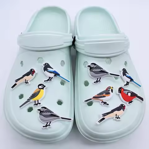 1-19Pcs Bird Cute PVC Shoe Accessories Parrot Owl Pelican Boys Girls Slipper Buckle Charms Fit Birth