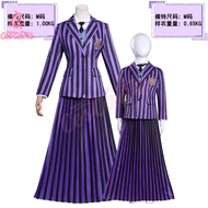 The Addams Family Wednesday Addams Cosplay purple long dress school uniform