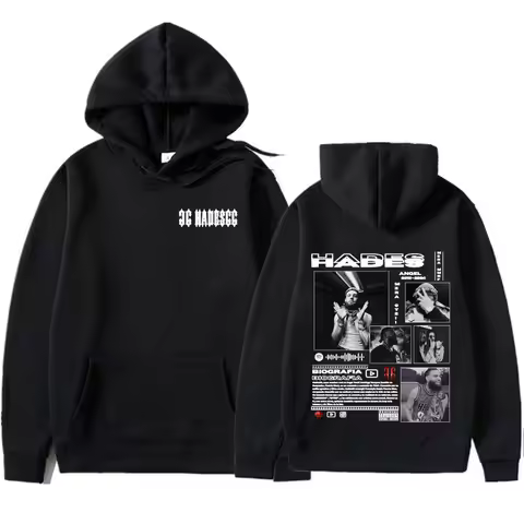Rapper Hades66 Double Sided Print Hip Hop Graphic Mens Clothes Fashion Hoodie Oversized Sweatshirt S