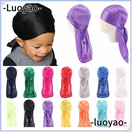 LUOYAO1 2Pcs Pirate Hat, Imitation Silk Durag Elastic Headwrap, Bandana Pirate Hip Hop Pre-Tied Baby Turban Hijab Children
