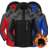Ready stock！Jaket Untuk Lelaki Dan Wanita Plus Kot Nipis Penebal Baldu Hitam Pakaian Berlapik Kapas 