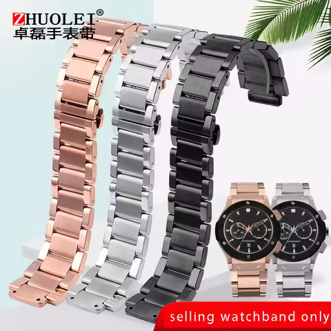 Raised stainless steel wristband forHUBLOT UBO WatchBand BIG BANG Big Bang Classic Fusion UBO Men's 