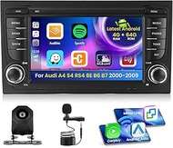 Android 15 Car Radio for Audi A4 S4 RS4 8E B6 B7 2000-2009 4+64G with Wireless CarPlay Android Car, 