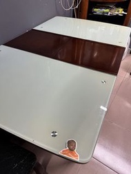 [實用伸縮餐枱] 實木框鋼化磨砂玻璃伸縮餐枱/工作枱 (可拉伸變大/結構穩固)